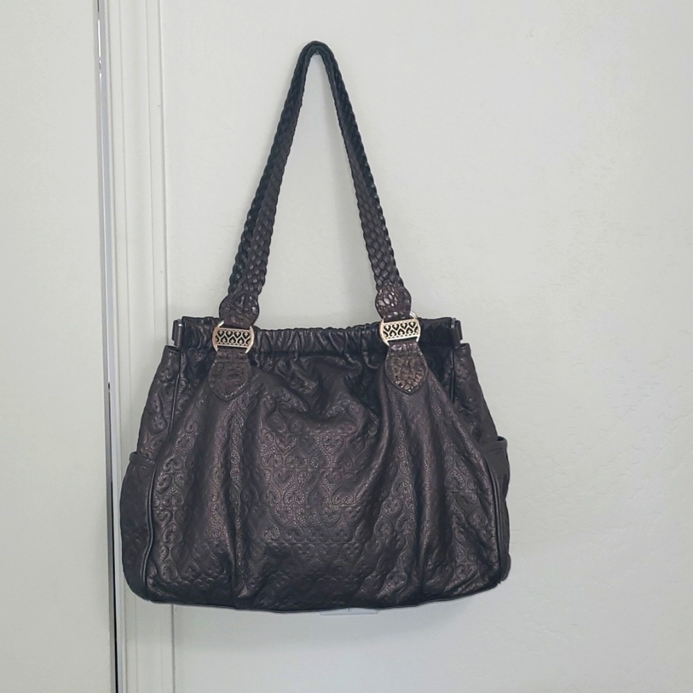 Brighton Large Pewter Leather Tote Bag
